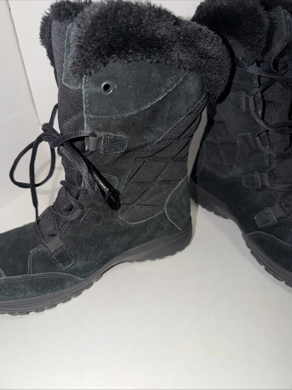 Columbia Boots Womens Ice Maiden Snow Winter Black Faux Fur Lace-Up Size 7 US